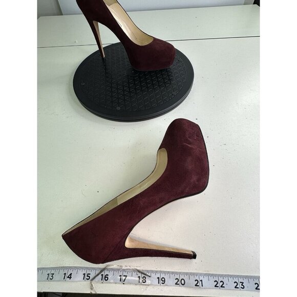 Brian Atwood POWER Burgundy Suede Platform Pumps Shoes Heels 38 / 7.5 US - Picture 7 of 10
